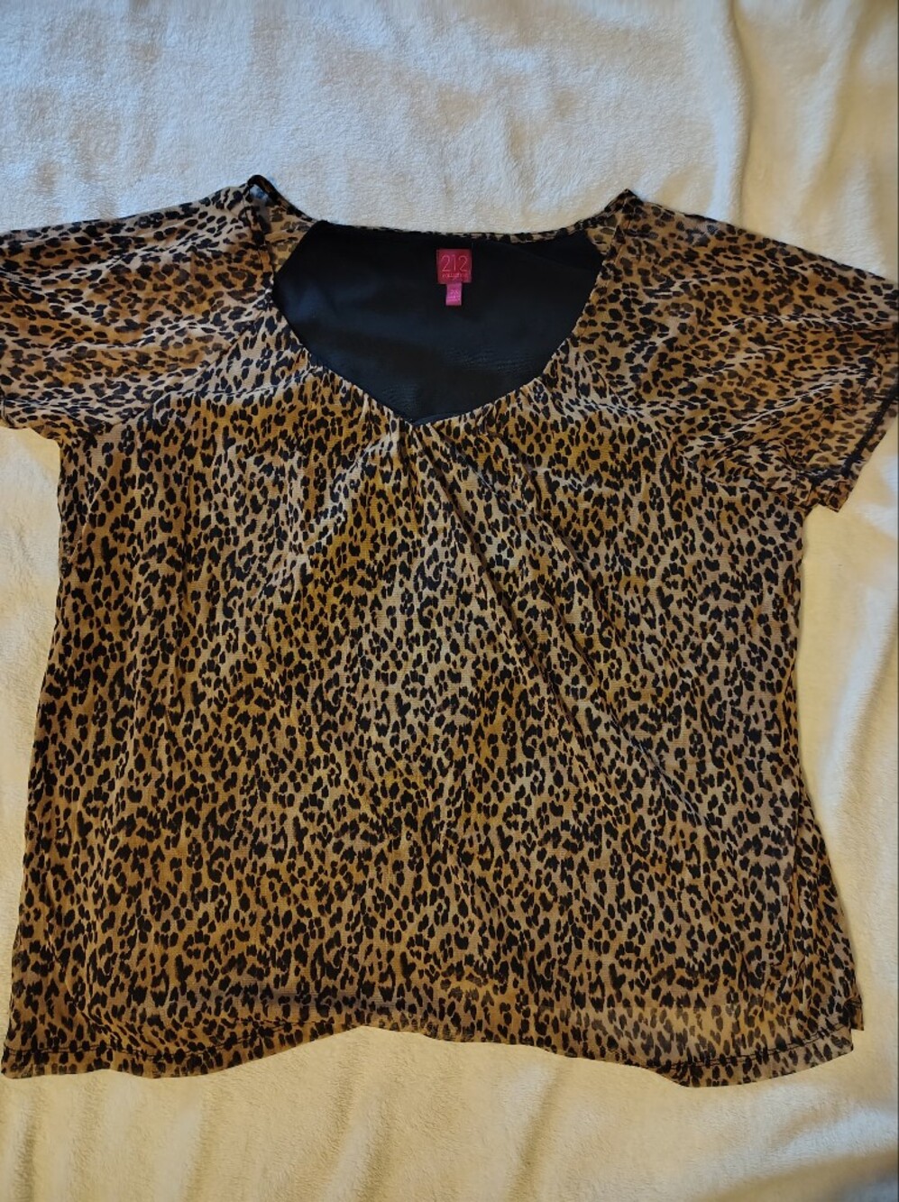 212 Collection Leopard Print Blouse in Tan and Black